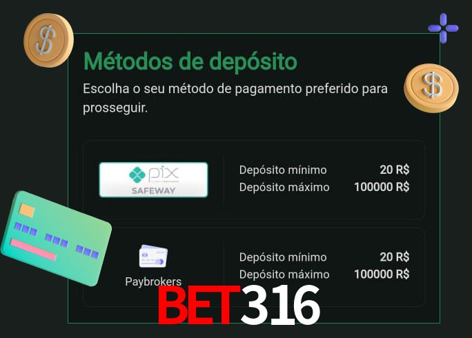 O cassino bet316 oferece uma grande variedade de métodos de pagamento